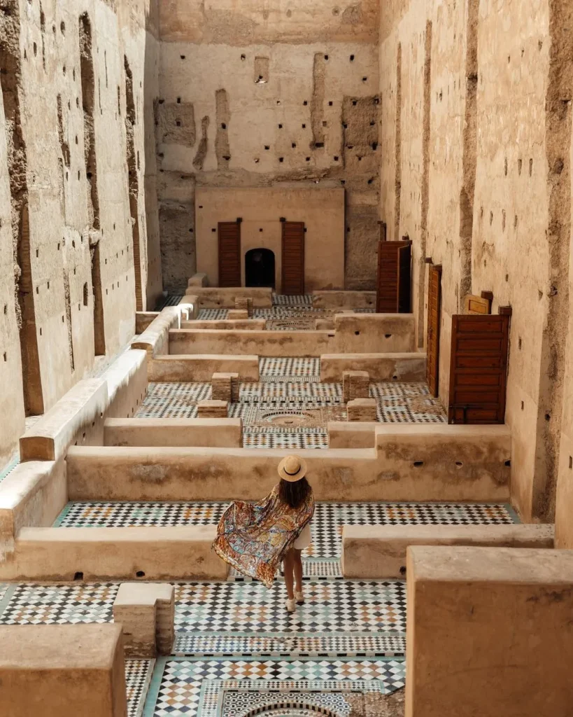 Badii Palace: a 16th-century ruined palace in Marrakech, known for its vast courtyard, sunken gardens, and grand Saadian architecture.